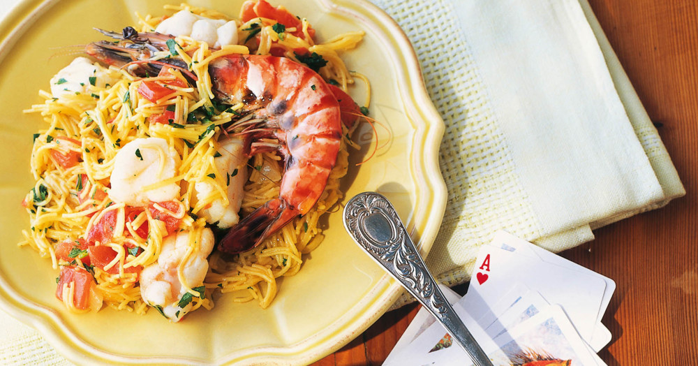 Nudel-Paella mit Meeresfrüchten Rezept | Küchengötter