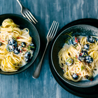 Spaghetti mit scharfer Gorgonzola-Sahne Spaghetti mit scharfer Gorgonzola-Sahne