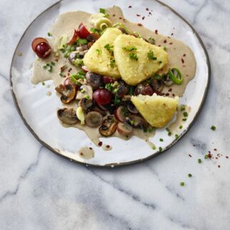 Lauch-Pilz-Pfanne mit Rösti Lauch-Pilz-Pfanne mit Rösti