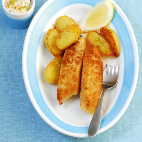 Knusper-Fisch mit Röstkartoffeln