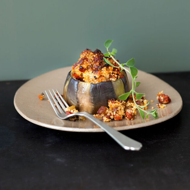 Auberginen mit CouscousDattelFüllung Rezept Küchengötter
