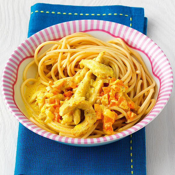 Spaghetti mit Pute und Möhren Rezept | Küchengötter