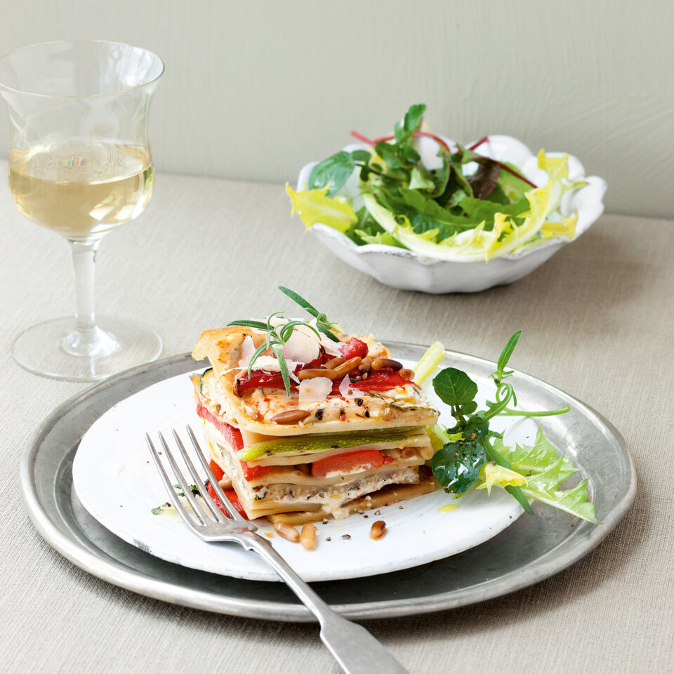 Lasagne mit gerösteter Paprika, Zucchini und Ricotta Rezept | Küchengötter
