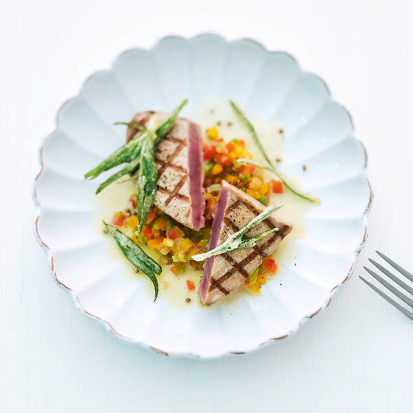 Gegrillter Thunfisch mit Gemüse Rezept | Küchengötter