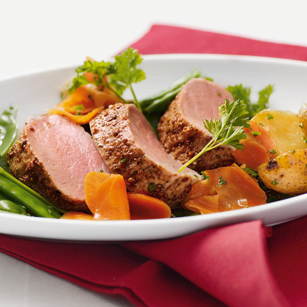 Schweinefilet mit Möhren-Zuckerschoten-Gemüse Rezept | Küchengötter Schweinefilet mit Möhren-Zuckerschoten-Gemüse Rezept | Küchengötter