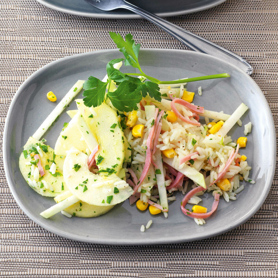 Kohlrabi-Reis-Salat mit Schinken Rezept | Küchengötter