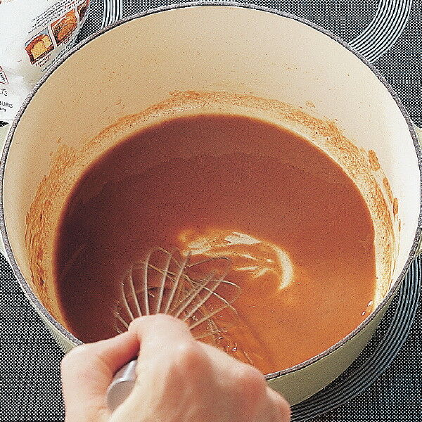 Easy Seafood Gumbo Overhead Shot Of Seafood Gumbo In A Dark Blue Pot