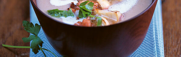 Champignon-Steinpilz-Suppe mit Kasseler Champignon-Steinpilz-Suppe mit Kasseler