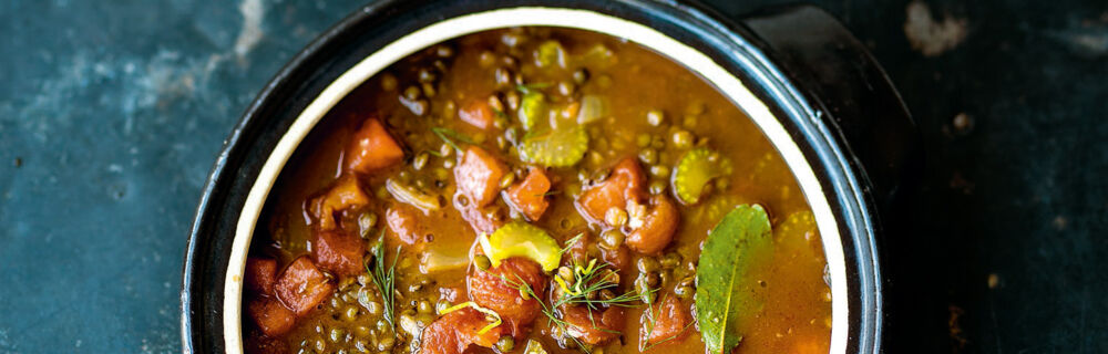 Puy-Linsensuppe mit Melone Puy-Linsensuppe mit Melone