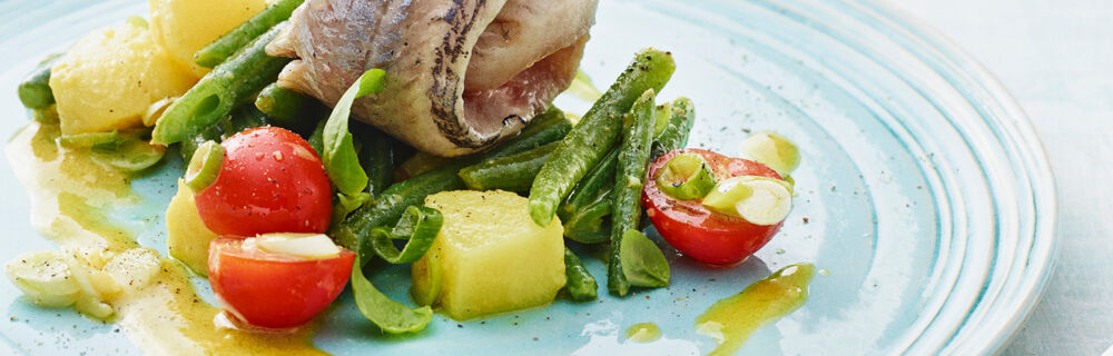 Kartoffel-Bohnen-Salat mit Matjes Kartoffel-Bohnen-Salat mit Matjes