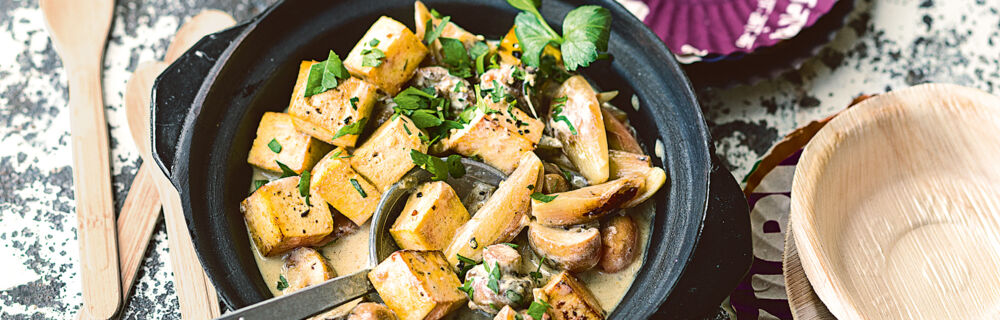 Tofuragout mit Champignons
