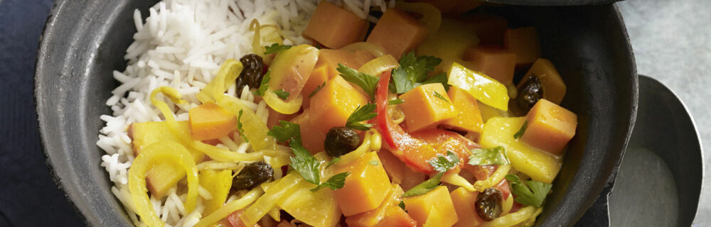 Süßkartoffel-Curry auf Basmatireis Süßkartoffel-Curry auf Basmatireis