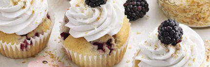 Süße Versuchung: Brombeer-Kokos-Cupcakes Süße Versuchung: Brombeer-Kokos-Cupcakes