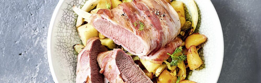 Lammlachse mit Kartoffel-Apfel-Gemüse Lammlachse mit Kartoffel-Apfel-Gemüse