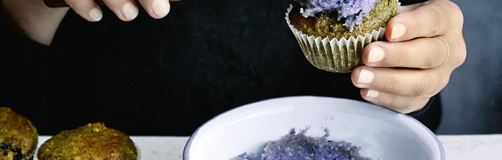 Grüne Hafer-Heidelbeer-Muffins