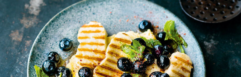 Gebratener Halloumi mit Polenta Gebratener Halloumi mit Polenta