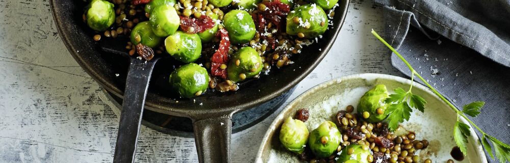 Gebratener Rosenkohl mit Linsen Gebratener Rosenkohl mit Linsen