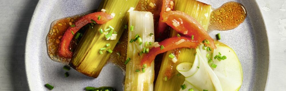 Gebratner Lauch mit Haselnusspesto Gebratner Lauch mit Haselnusspesto