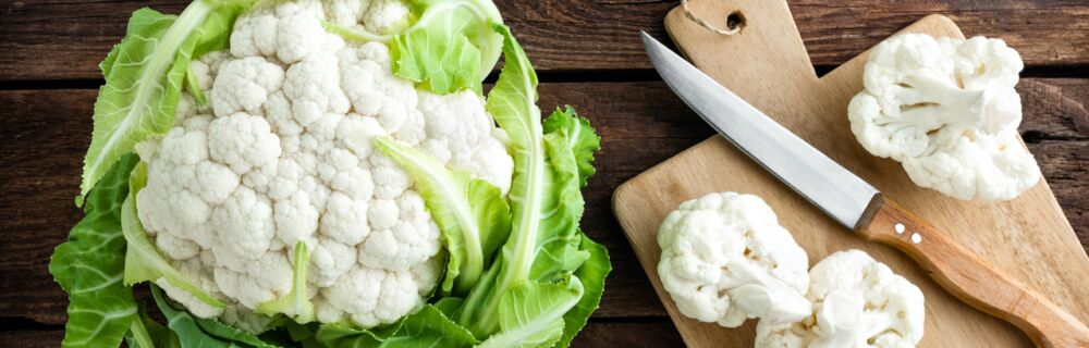 Blumenkohl-Kopf und -Röschen Blumenkohl