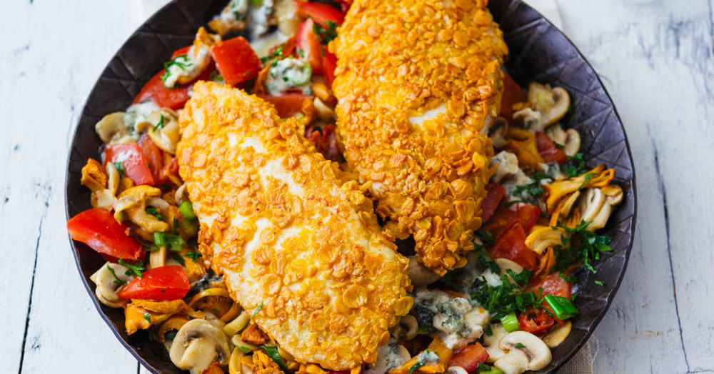 Knusprige Hähnchenbrust mit Pilzen Rezept | Küchengötter Knusprige Hähnchenbrust mit Pilzen Rezept | Küchengötter