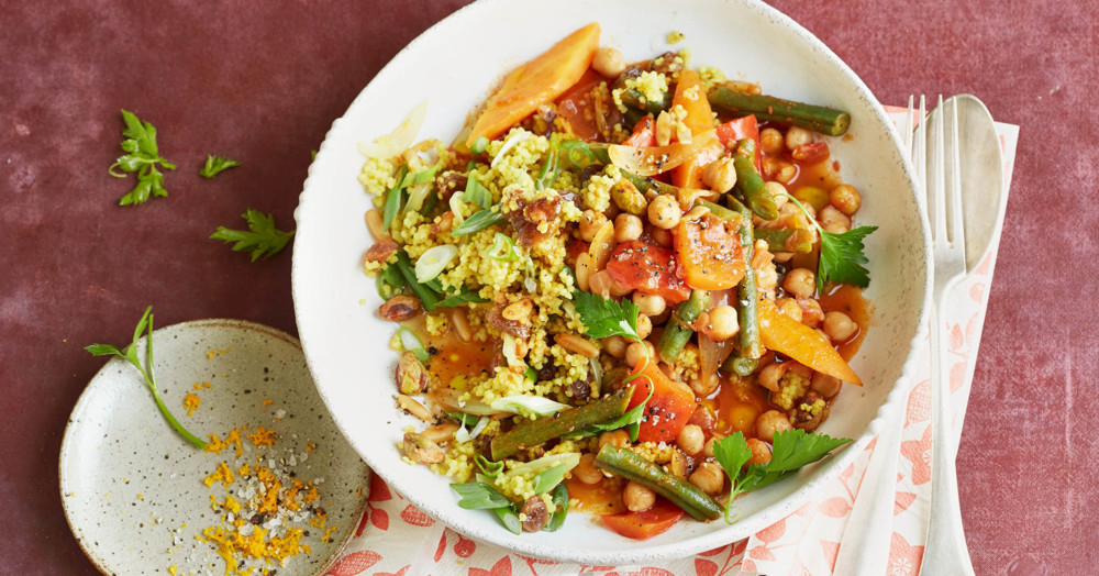 Orientalisches Gemüse mit Orangen-Gewürz-Hirse Rezept | Küchengötter Orientalisches Gemüse mit Orangen-Gewürz-Hirse Rezept | Küchengötter