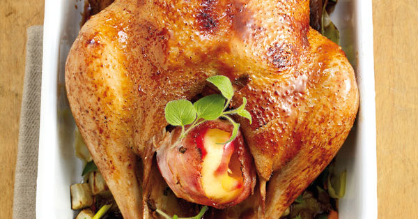 6-Stunden-Gans mit Speckäpfeln