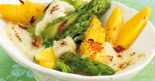 Grüner Spargel mit Mango Rezept | Raclette | Küchengötter