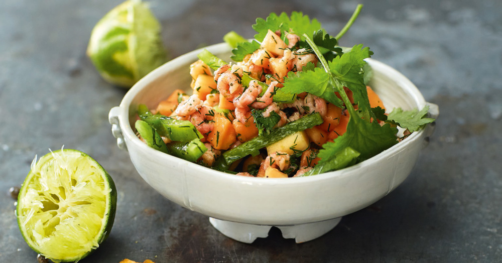 Papaya-Paprika-Salat mit Krabben und Kräuter-Limetten-Dressing Rezept ... Papaya-Paprika-Salat mit Krabben und Kräuter-Limetten-Dressing Rezept ...