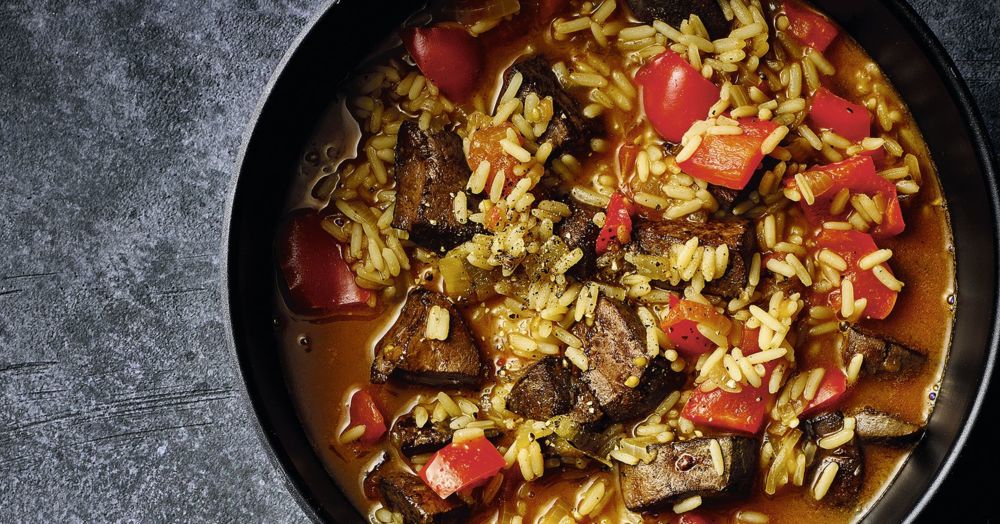 Leber-Gemüse-Eintopf mit Reis Rezept | Küchengötter Leber-Gemüse-Eintopf mit Reis Rezept | Küchengötter