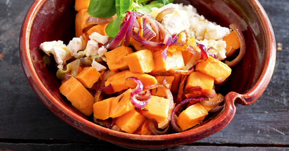 Gebackene Süßkartoffeln mit Schafskäse Rezept | Küchengötter Gebackene Süßkartoffeln mit Schafskäse Rezept | Küchengötter