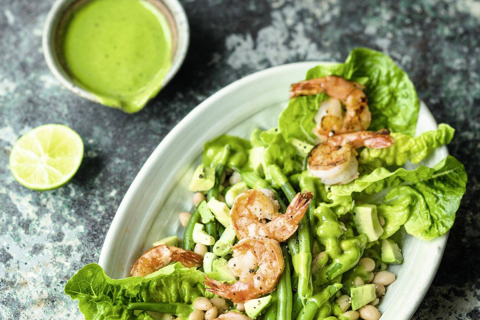 Bohnensalat mit Garnelen Rezept | Küchengötter