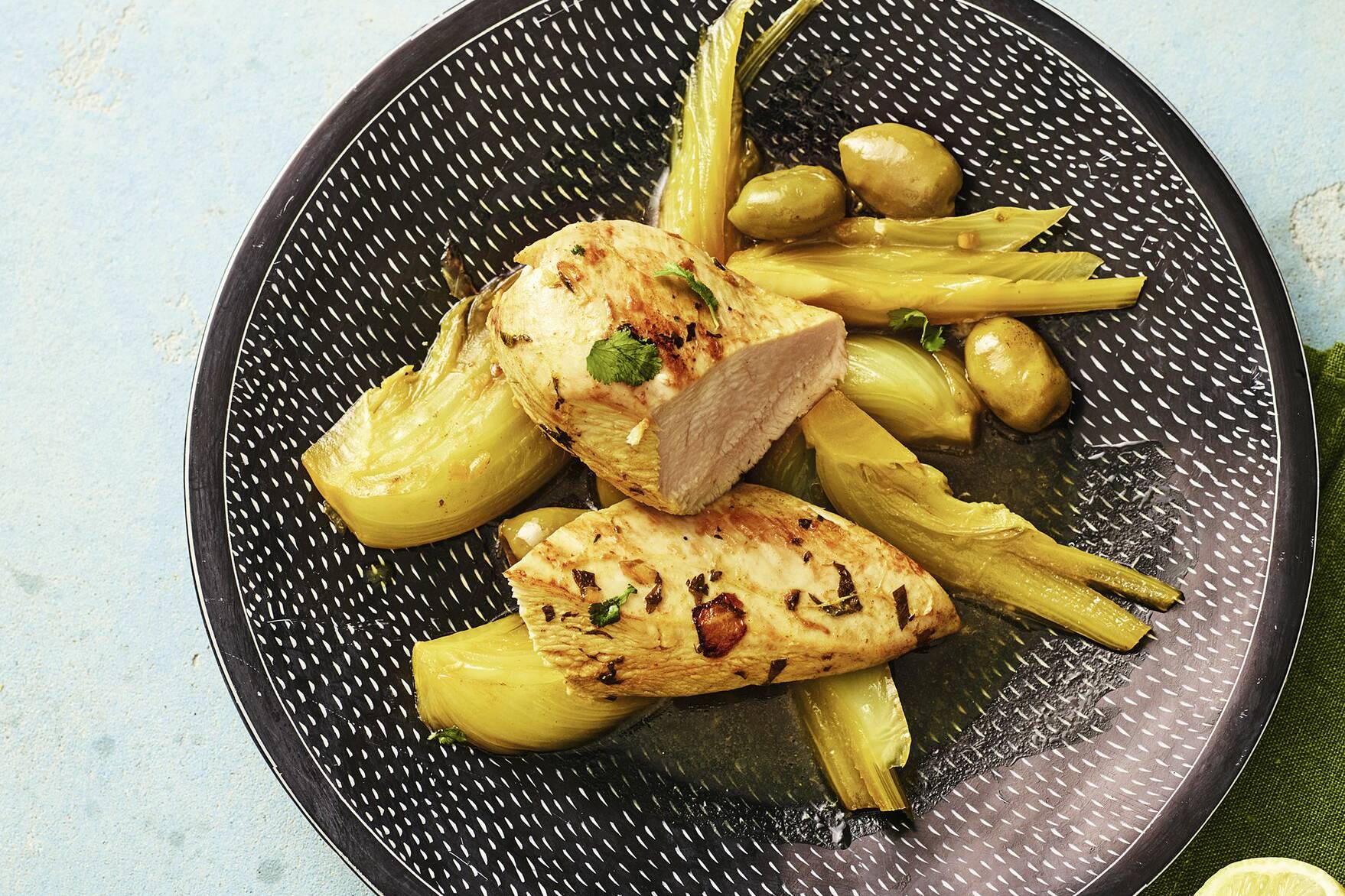 Safran-Honig-Huhn mit Fenchel Rezept | Küchengötter