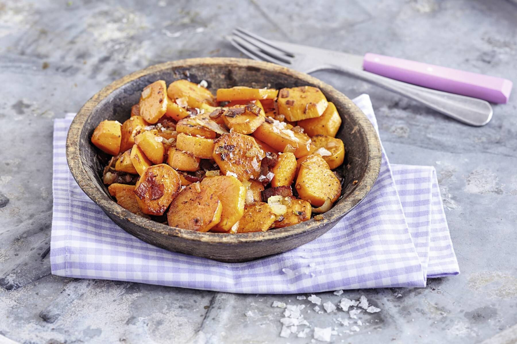Bratkartoffeln aus Süßkartoffeln mit Speck Rezept | Küchengötter