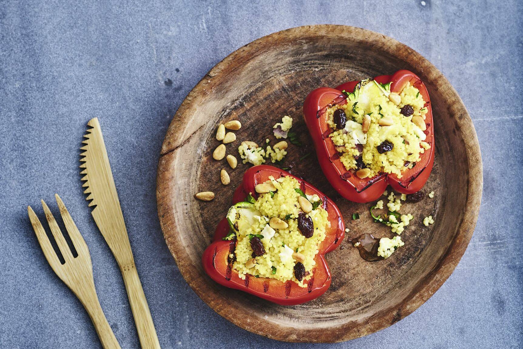 Gefüllte Paprika mit Schafskäse vom Grill