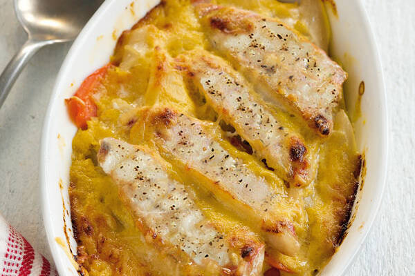 Rotbarsch-Schwarzwurzel-Gratin Rezept | Küchengötter Rotbarsch-Schwarzwurzel-Gratin Rezept | Küchengötter