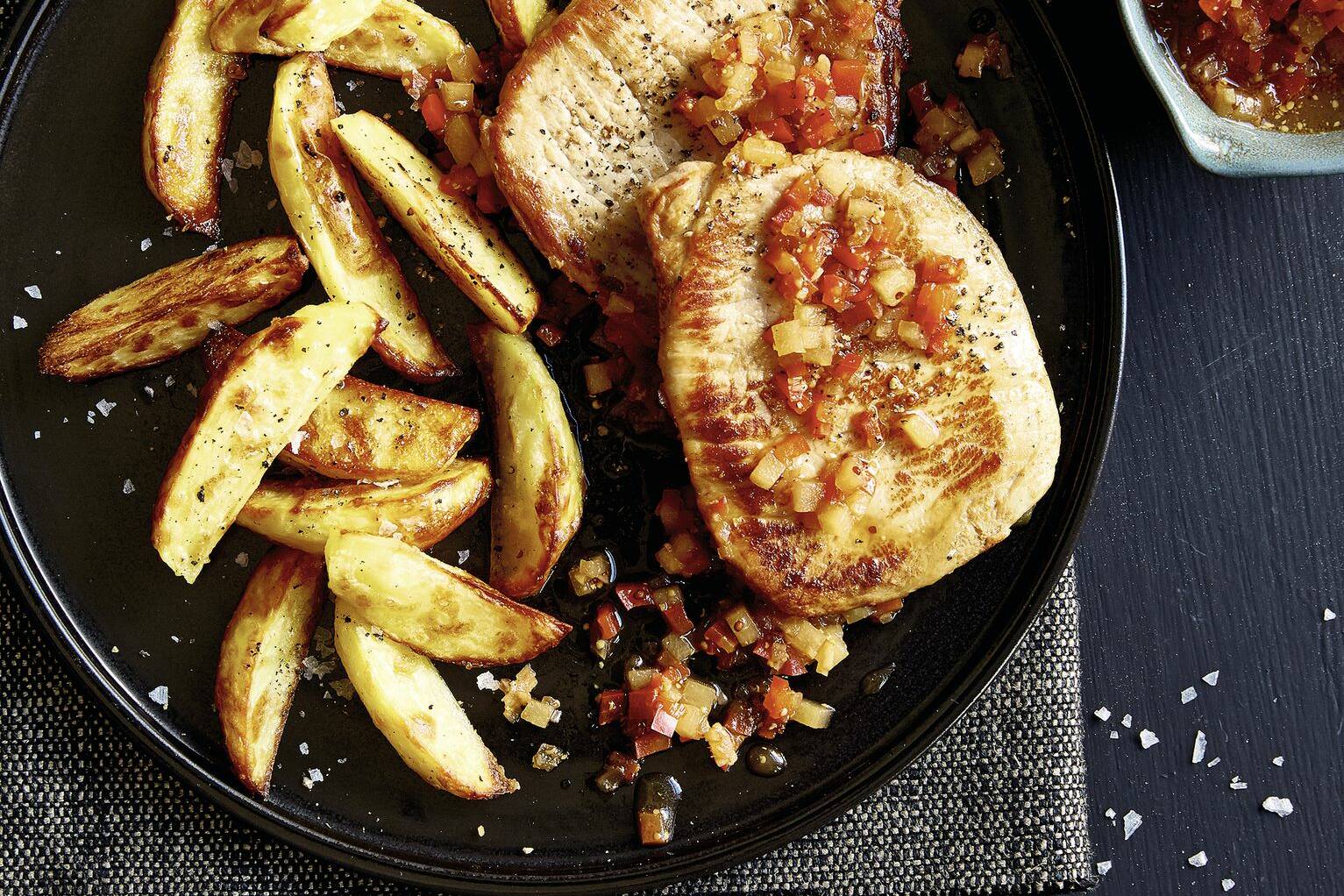 Minutensteaks mit Paprika-Birnen-Chutney Rezept | Küchengötter