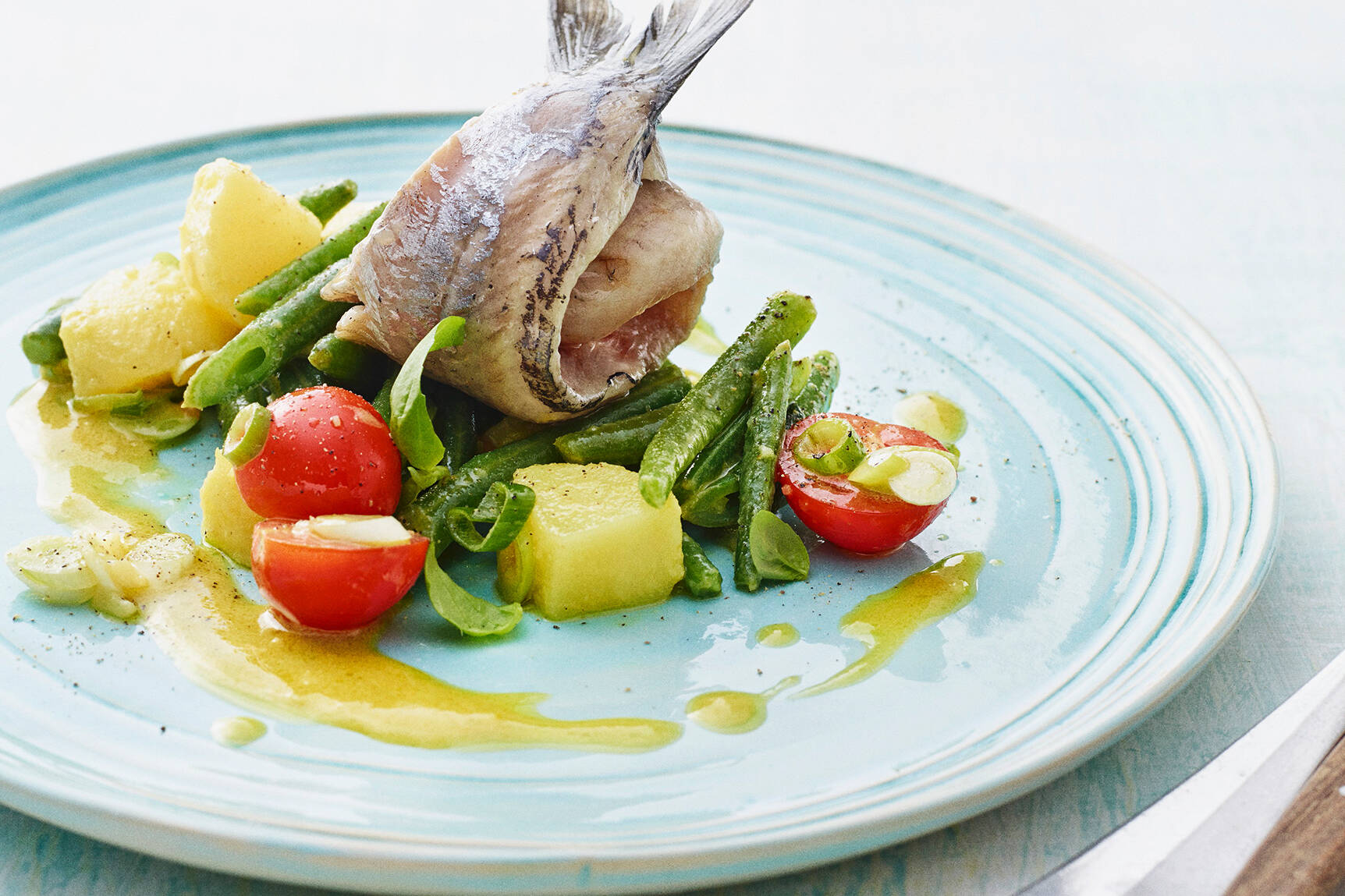 Kartoffel-Bohnen-Salat mit Matjes Rezept | Küchengötter