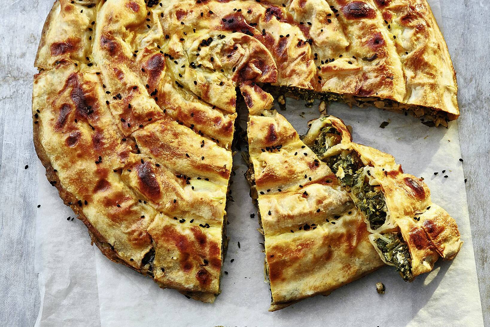 Grüne Börek-Schnecke