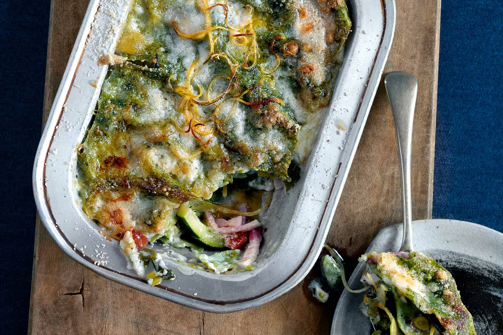 Grüne Lasagne mit Zucchini Rezept | Küchengötter