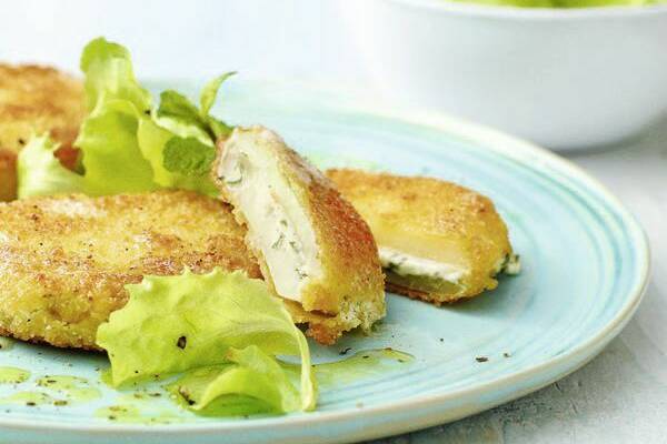 Kohlrabischnitzel Mit Frischkasefullung Rezept Kuchengotter