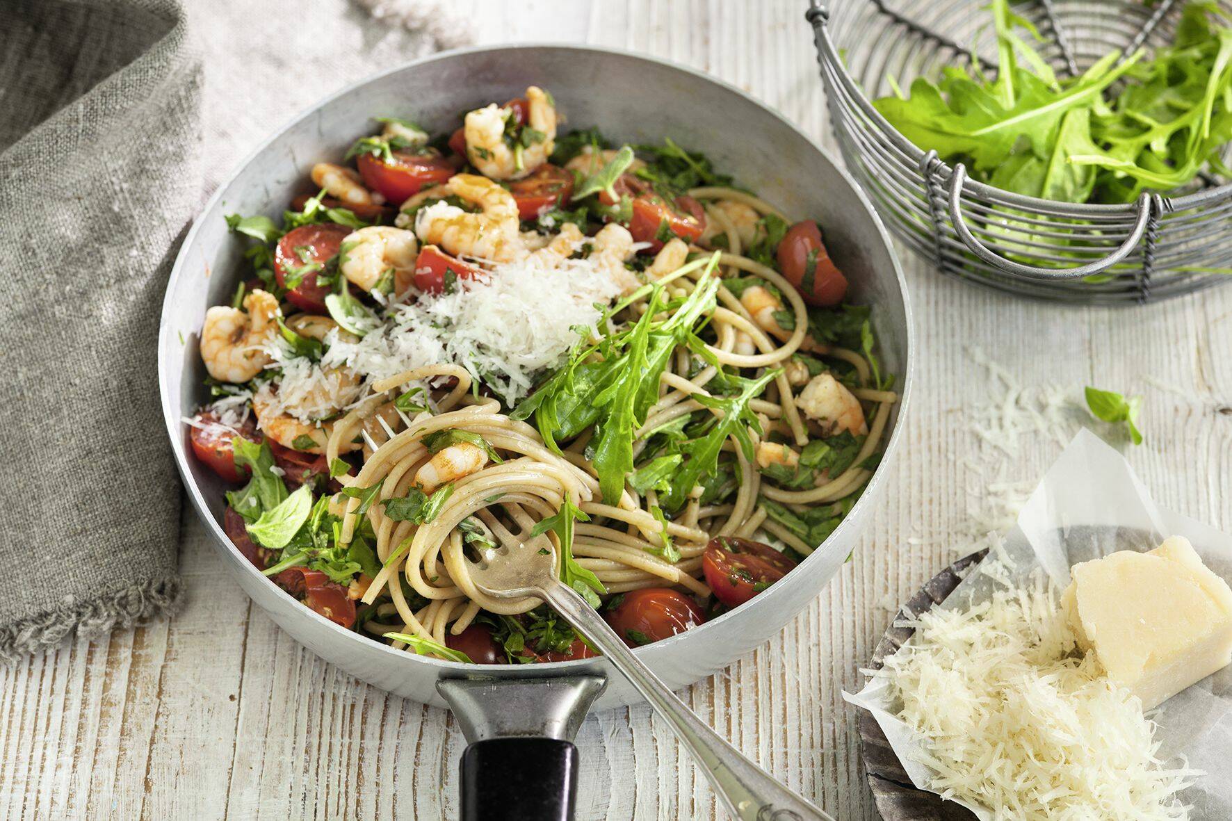 Spaghetti mit Shrimps Rezept (Low Carb) | Küchengötter