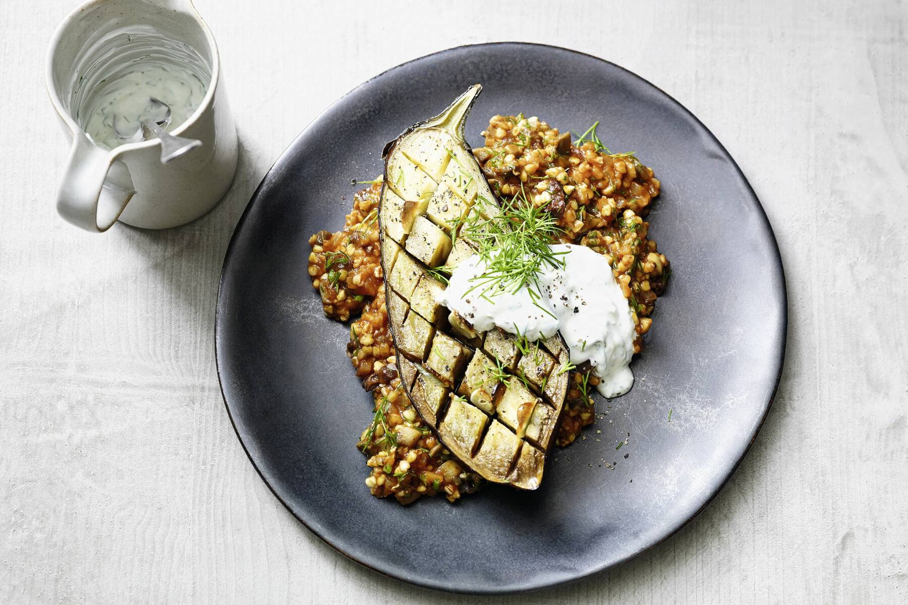 Buchweizen-Pilaw mit Joghurt-Auberginen Rezept | Küchengötter