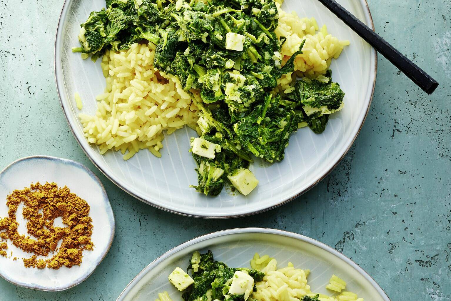 Reis mit Spinat und Mozzarella Rezept | Küchengötter