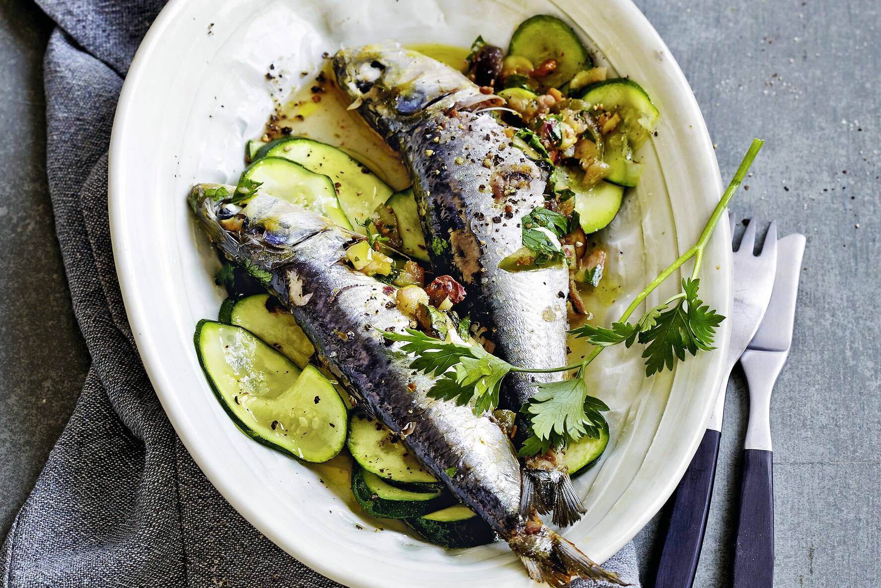 Bild von gefüllten Sardinen aus dem Ofen