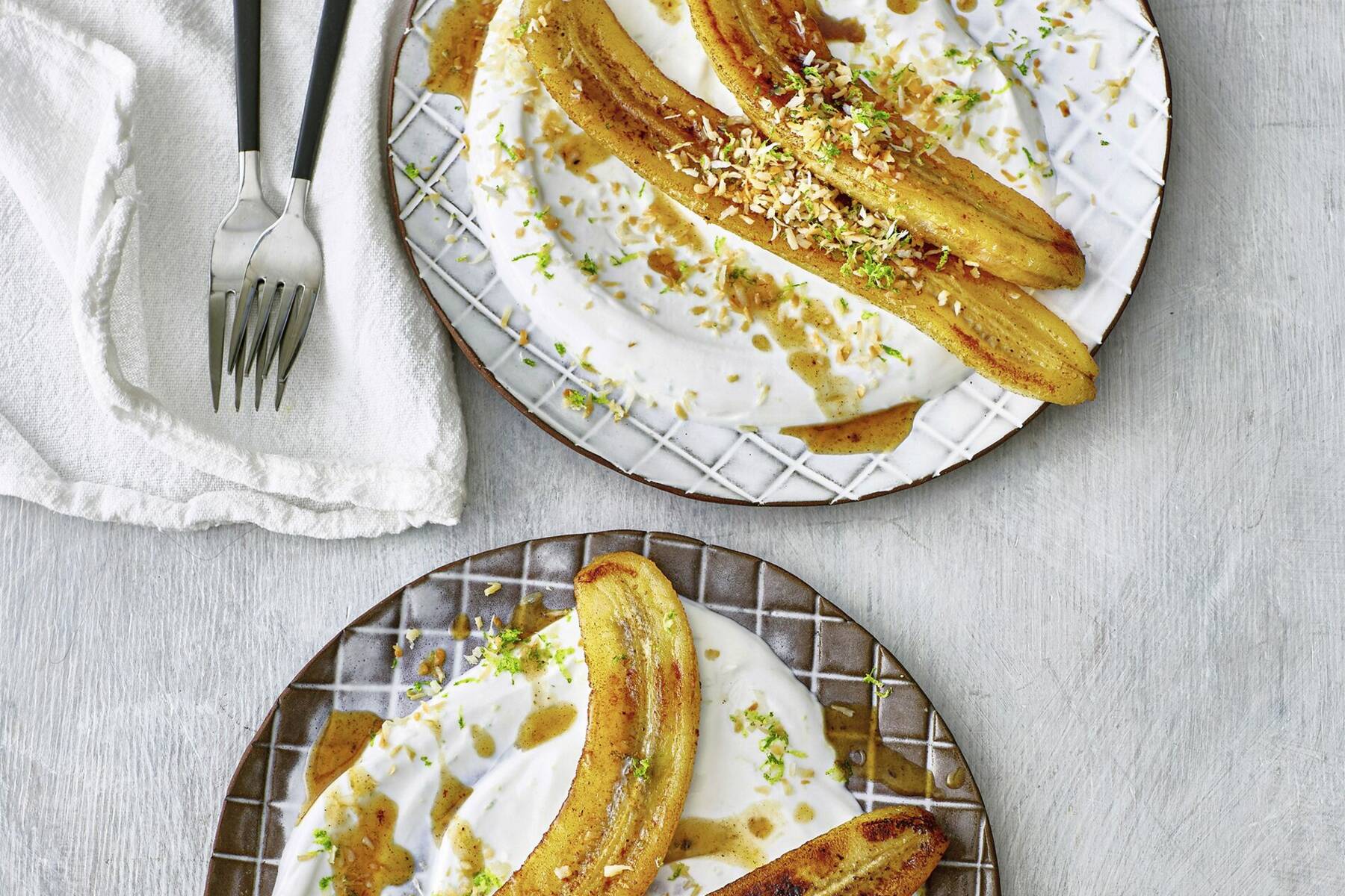 Gebratene Bananen mit Kokos-Quark Rezept | Küchengötter Gebratene Bananen mit Kokos-Quark Rezept | Küchengötter