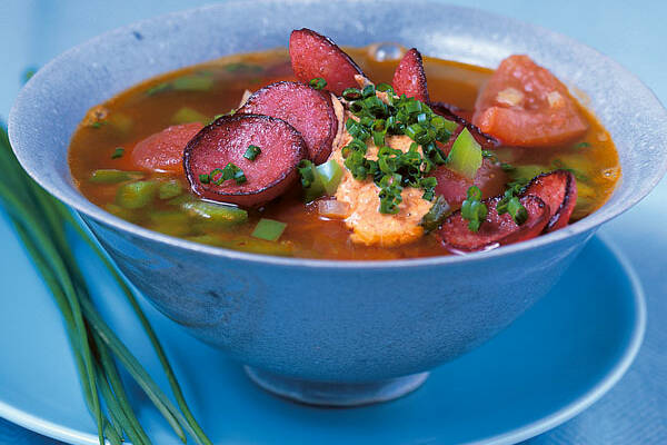 Letscho-Suppe mit Cabanossi Rezept | Küchengötter Letscho-Suppe mit Cabanossi Rezept | Küchengötter