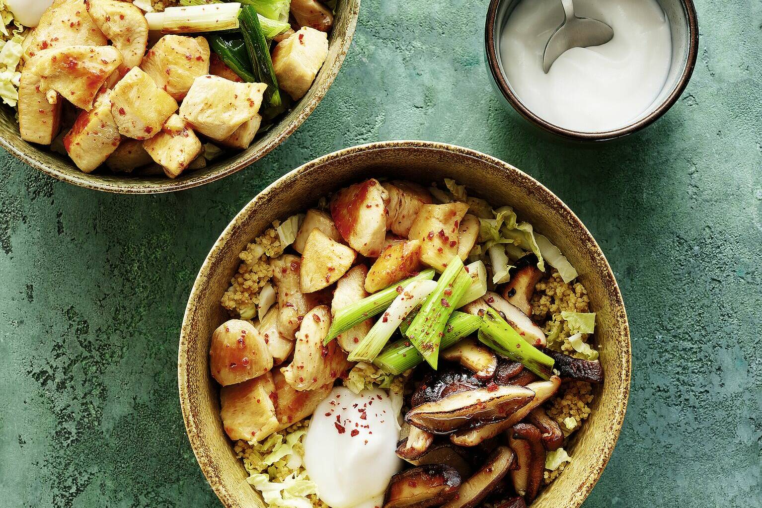 CurryCouscousBowl mit Hähnchen Rezept Küchengötter