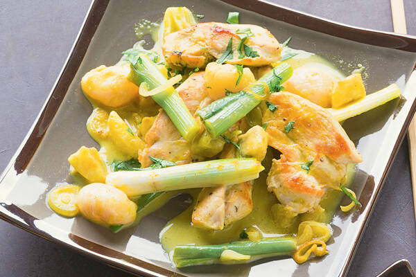 Kokoshähnchen mit Litschis Rezept | Küchengötter Kokoshähnchen mit Litschis Rezept | Küchengötter