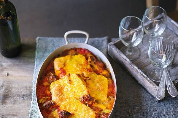 Polentagratin mit Wurst Rezept | Küchengötter Polentagratin mit Wurst Rezept | Küchengötter