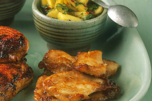 Hähnchenbrust mit Ananassauce Rezept | Raclette | Küchengötter Hähnchenbrust mit Ananassauce Rezept | Raclette | Küchengötter